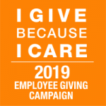 I Give Because I Care 2019 Employee Giving Campaign Badge